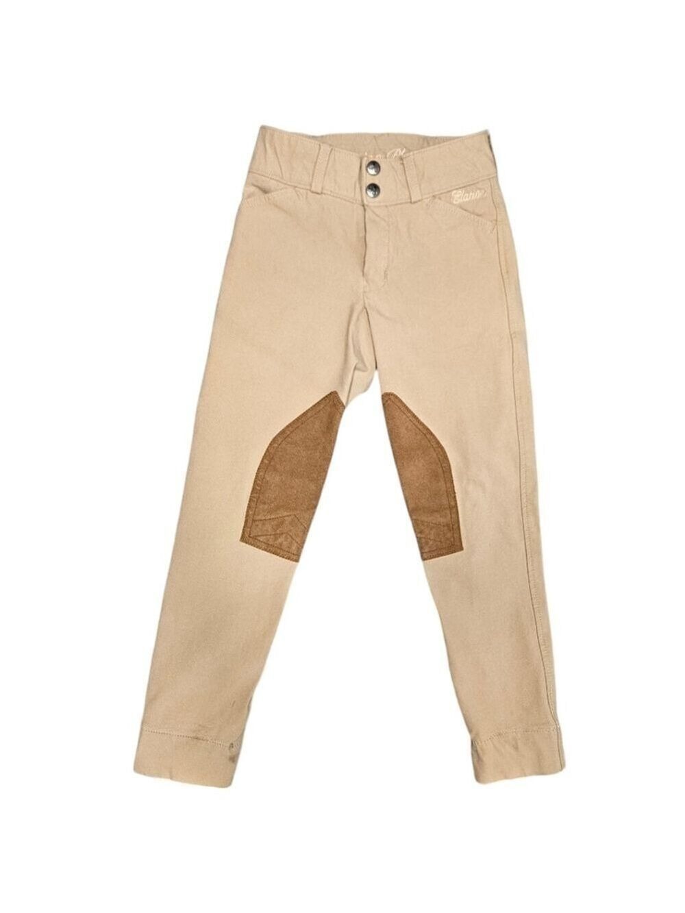 Elation Platinum Kids Riding Breeches Size 8 Tan Knee Patch Horse Show Pants